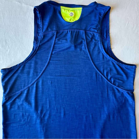 Objet d'Art Womens Tank Top Athletica Workout Gym Blue Neon Yellow Detail Size M - Picture 9 of 12